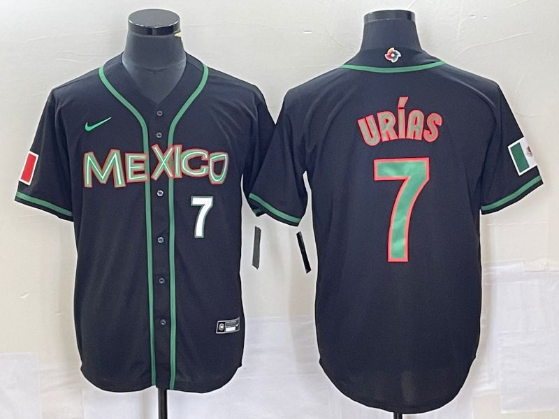Men 2023 World Cub Mexico 7 Urias Black green Nike MLB Jersey6